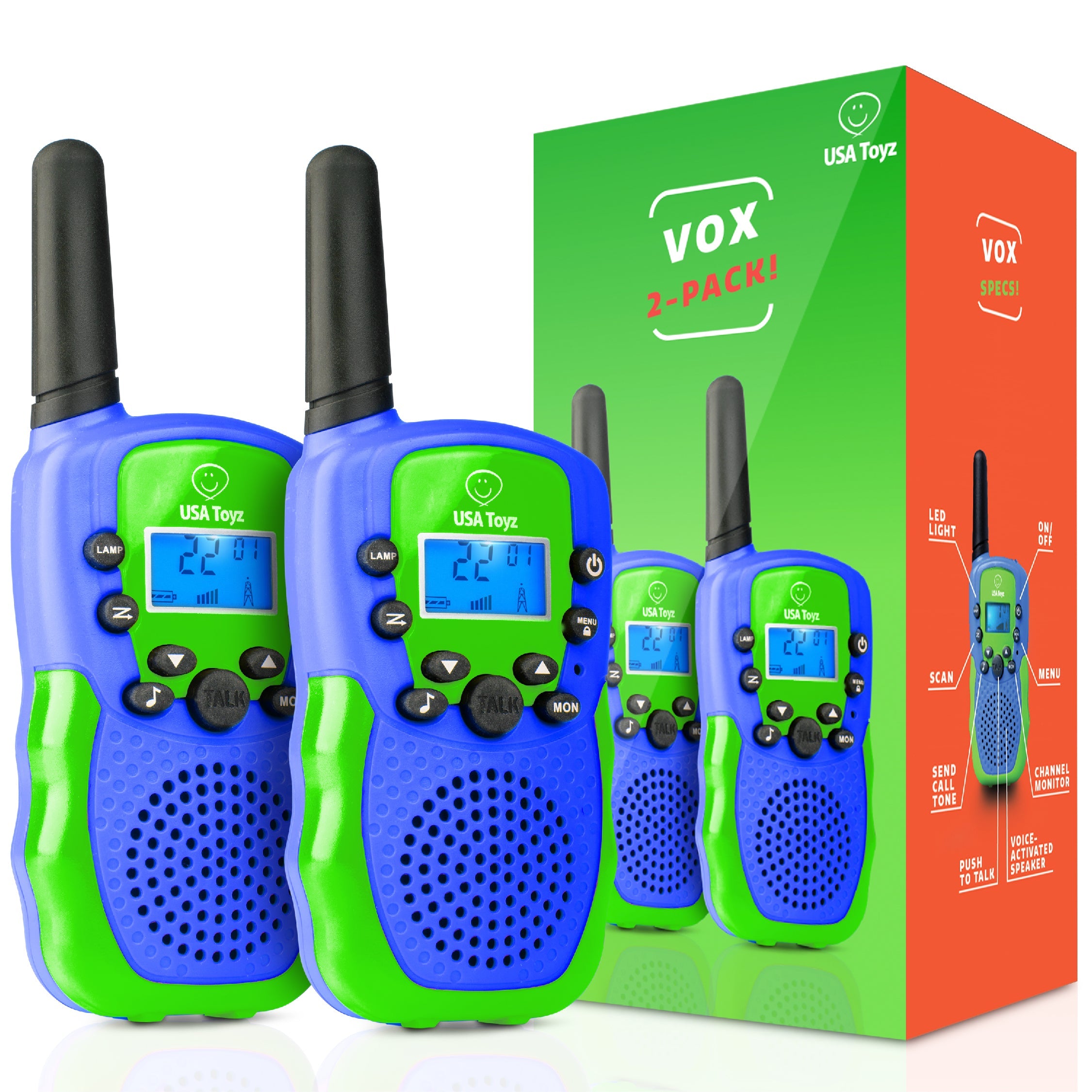 USA Toyz Vox Box Walkie Talkies for Kids - 2pk